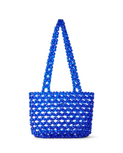 Azura glass beaded shoulder bag in royal blue by MAREN LILIAN