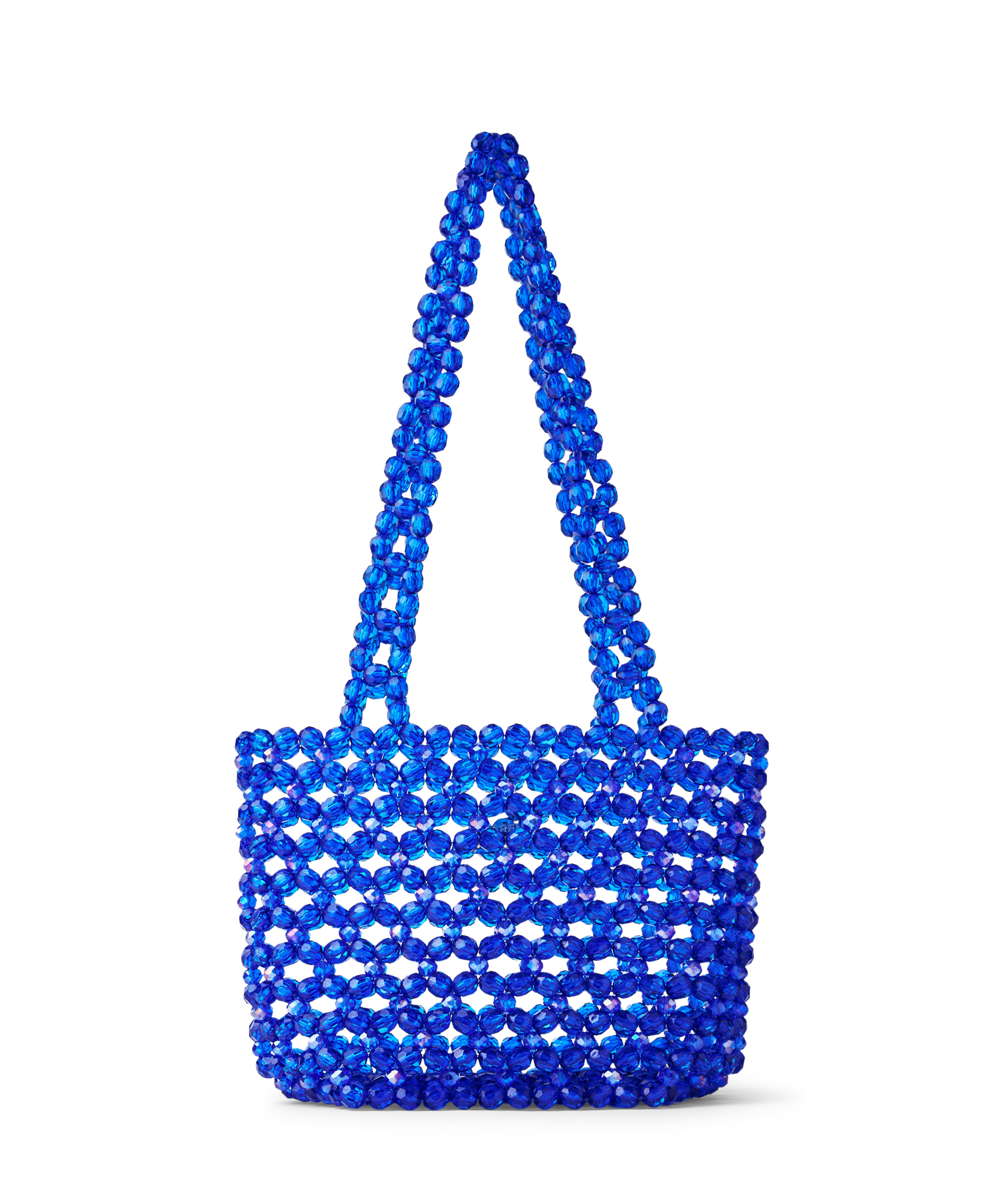 Azura glass beaded shoulder bag in royal blue by MAREN LILIAN