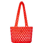 Azura glass beaded shoulder bag in red by MAREN LILIAN
