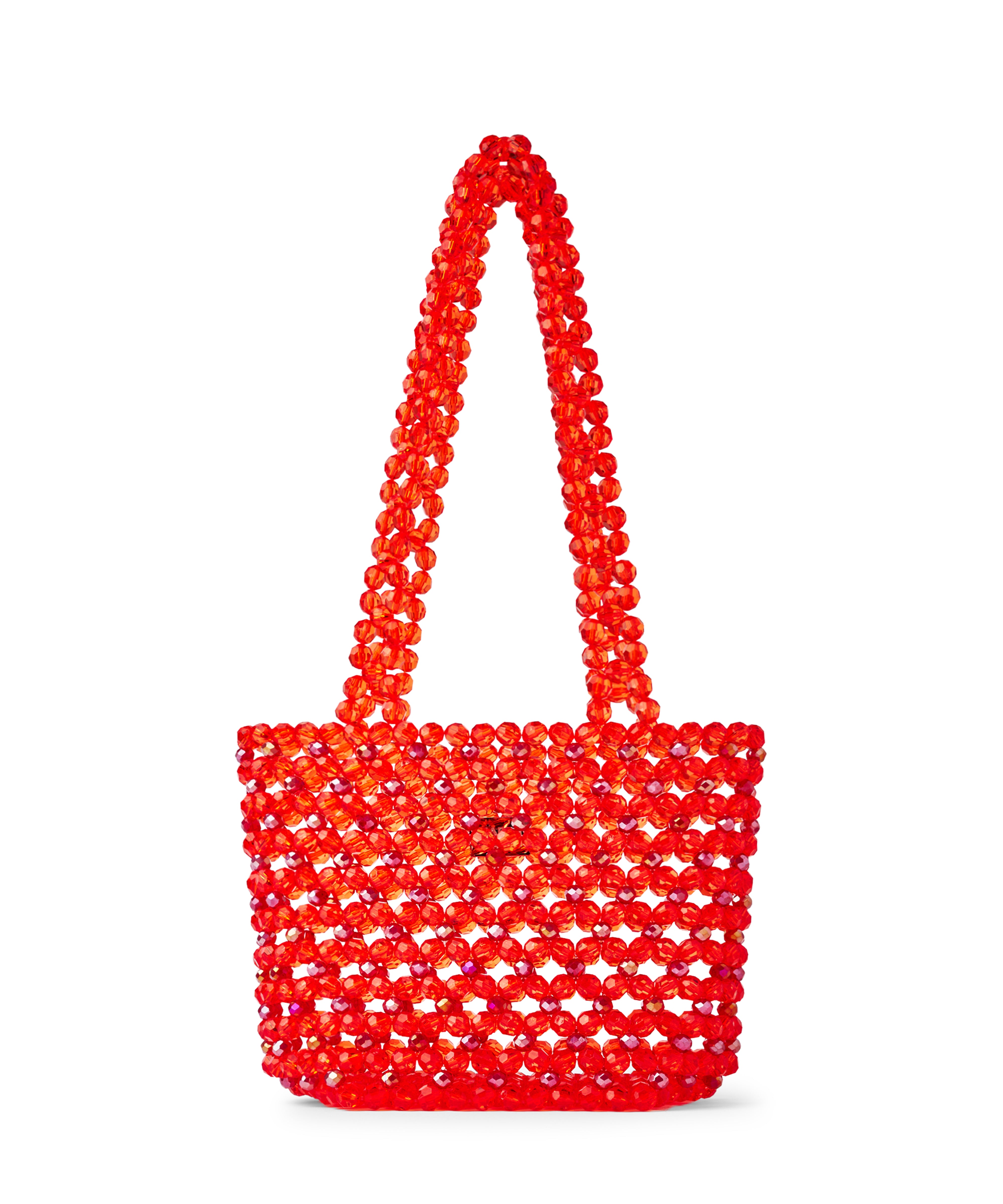 Azura glass beaded shoulder bag in red by MAREN LILIAN
