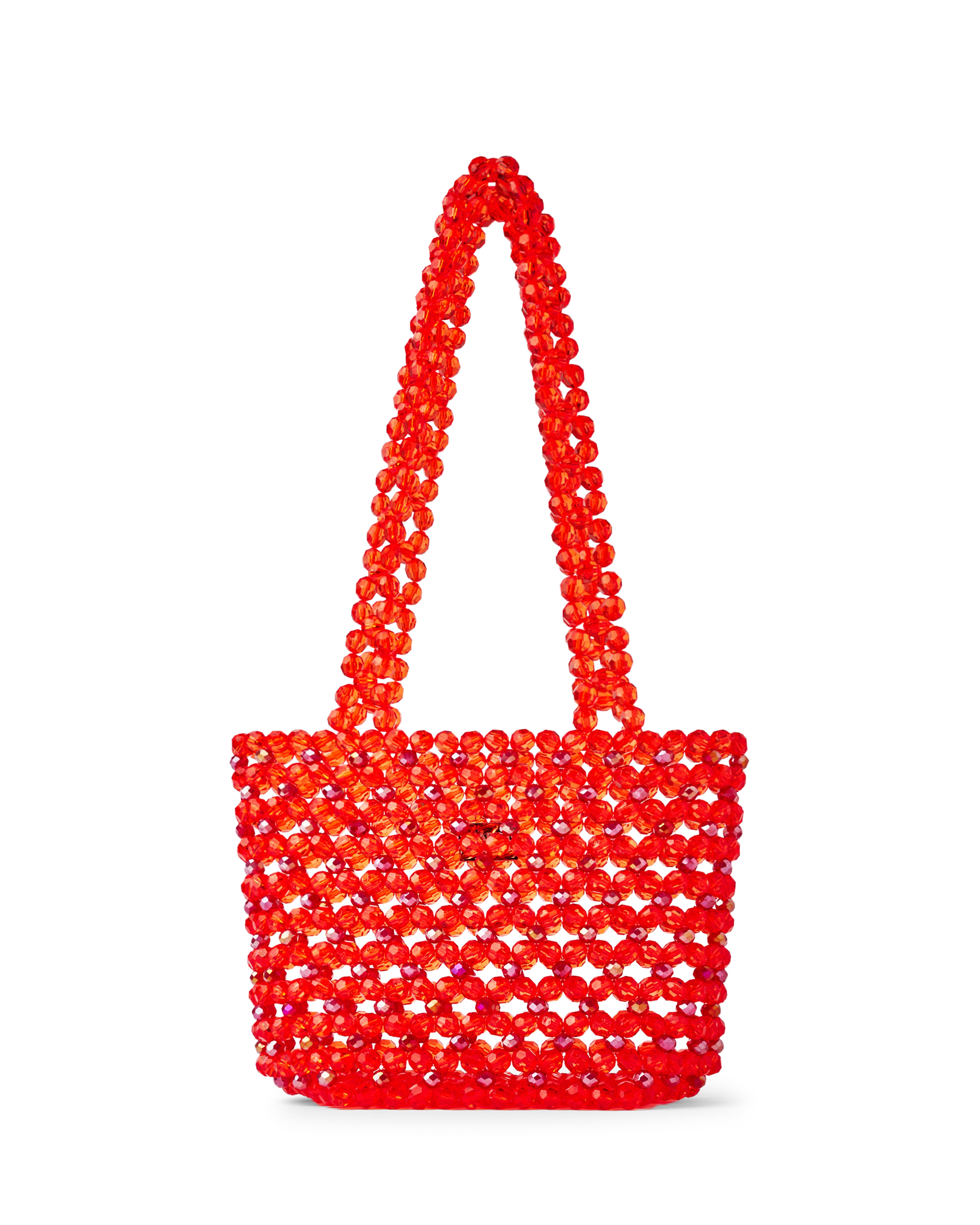 Azura glass beaded shoulder bag in red by MAREN LILIAN
