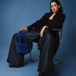 Azura glass beaded shoulder bag in royal blue by MAREN LILIAN