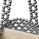 Azura glass beaded shoulder bag in silver by MAREN LILIAN
