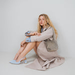 Azura glass beaded shoulder bag in silver by MAREN LILIAN

