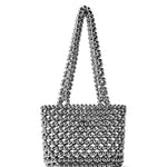 Azura glass beaded shoulder bag in silver by MAREN LILIAN
