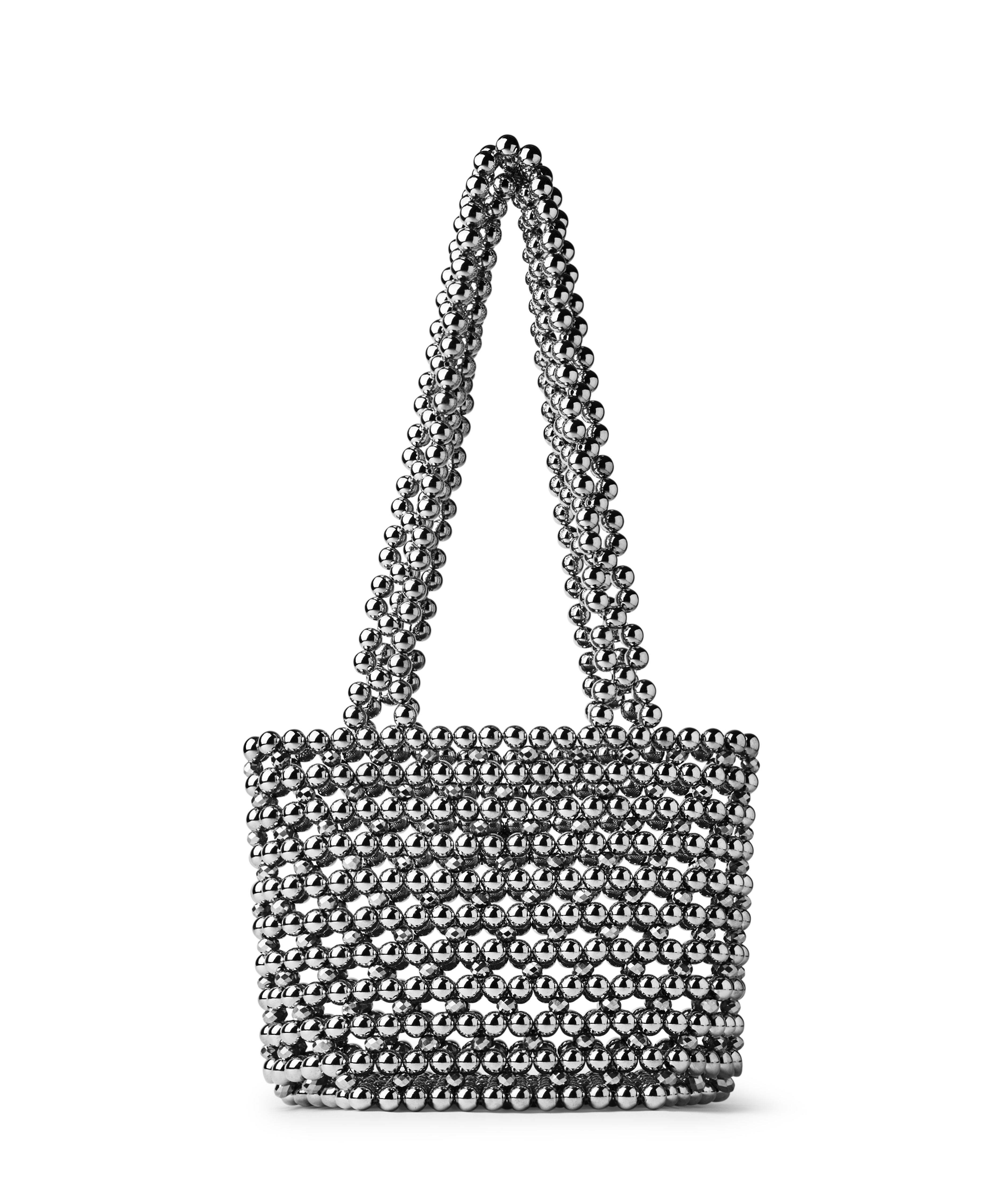 Azura glass beaded shoulder bag in silver by MAREN LILIAN
