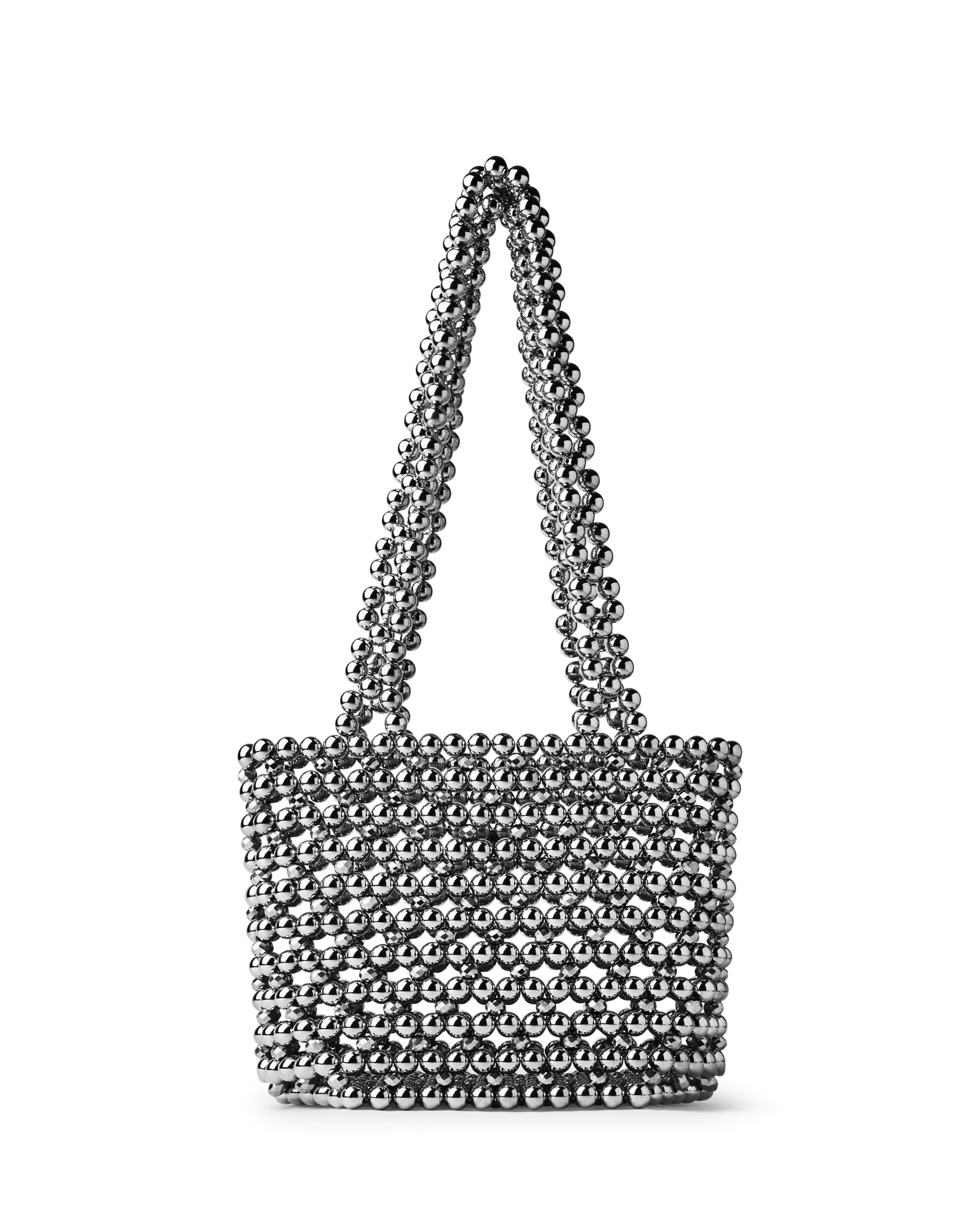 Azura glass beaded shoulder bag in silver by MAREN LILIAN
