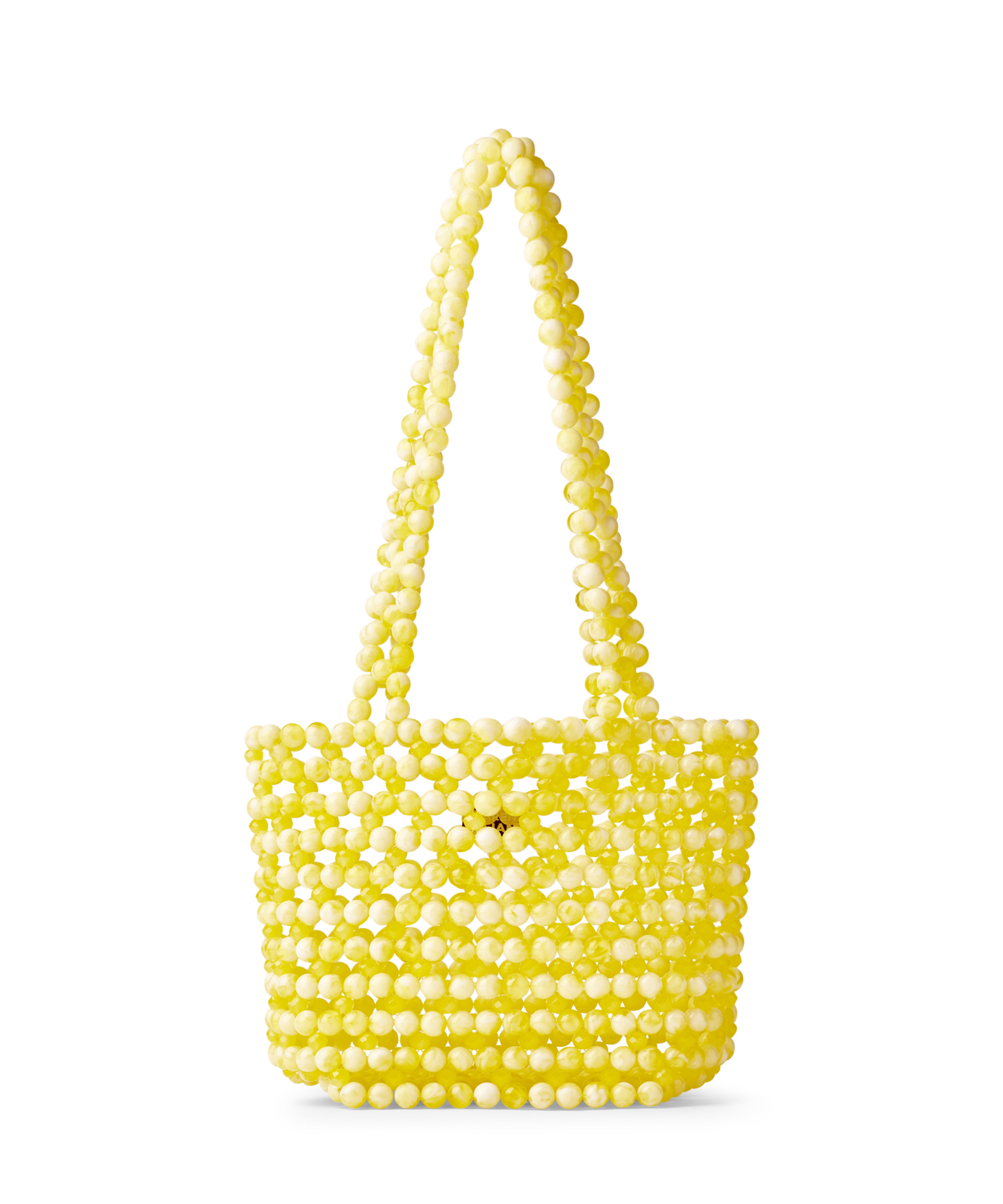 Azura glass beaded shoulder bag in yellow by MAREN LILIAN