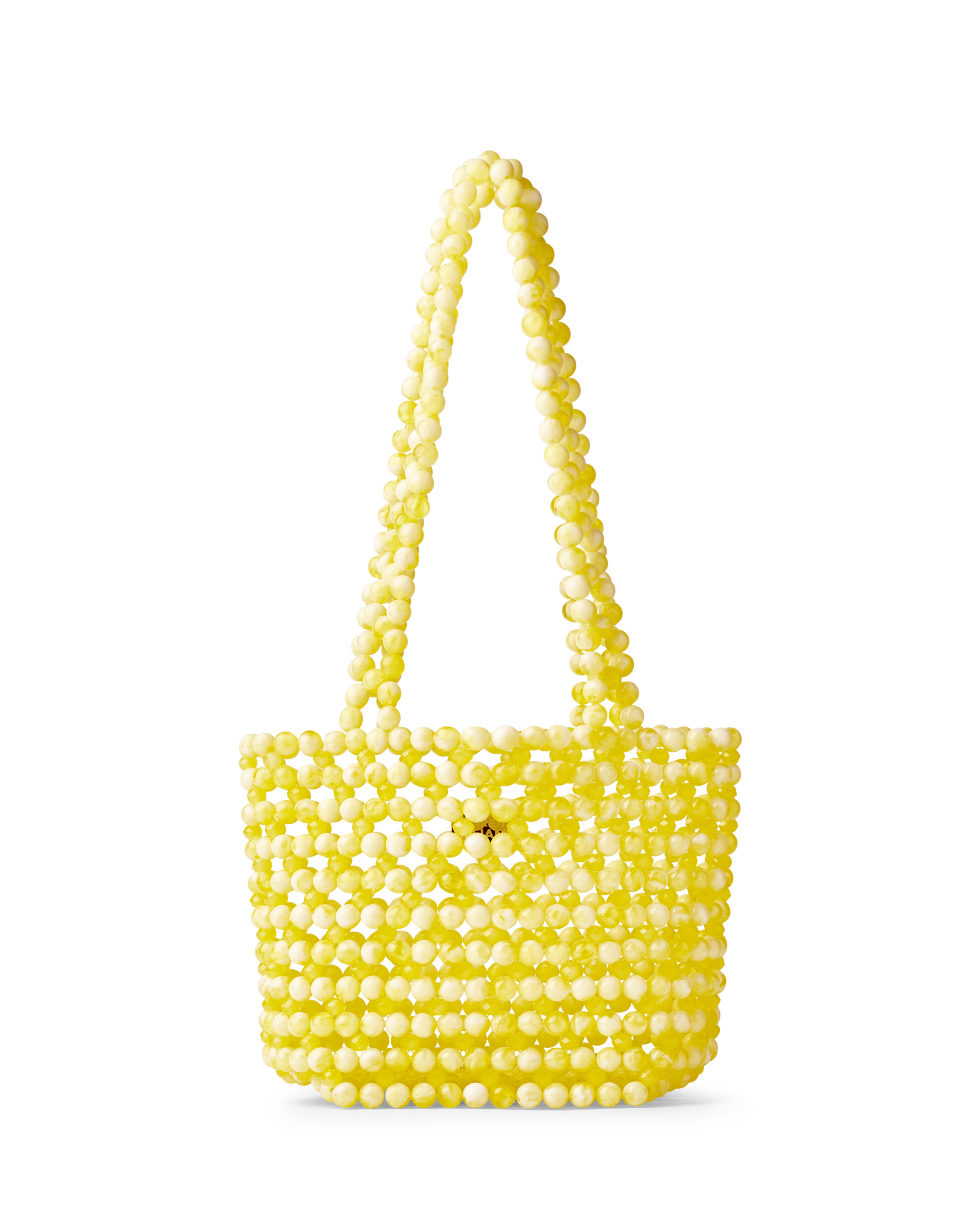 Azura glass beaded shoulder bag in yellow by MAREN LILIAN